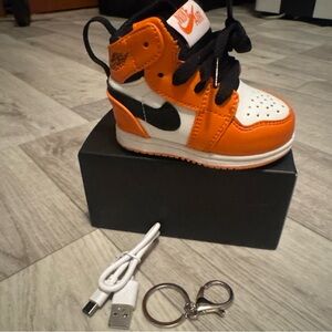 Nike Orange, White & Black Mini High-Top Sneaker Charger Keychain
